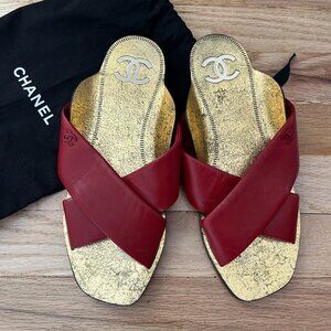 Chanel Red Sandal Size 38